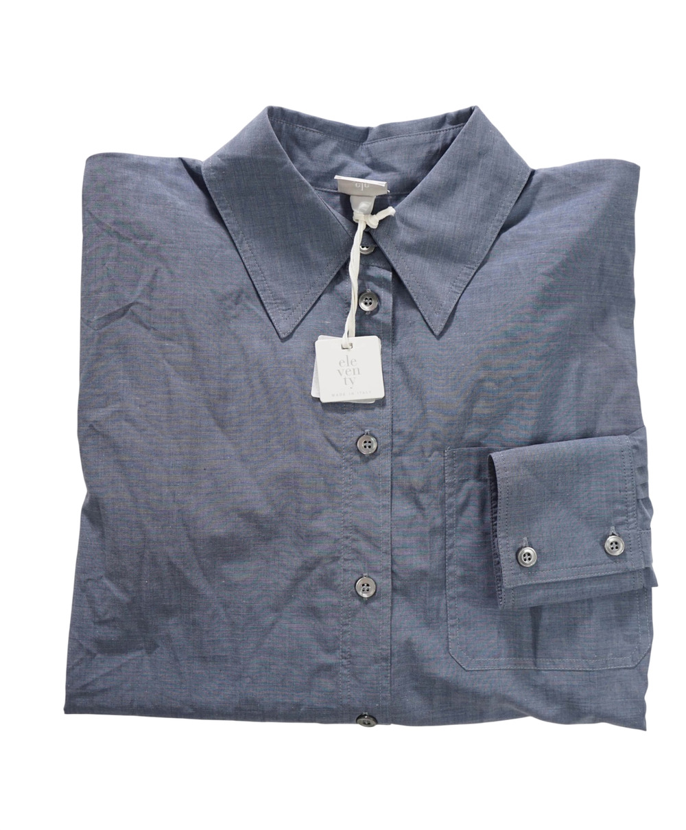 $595 ELEVENTY - Blue Cotton Shirt - 2 US